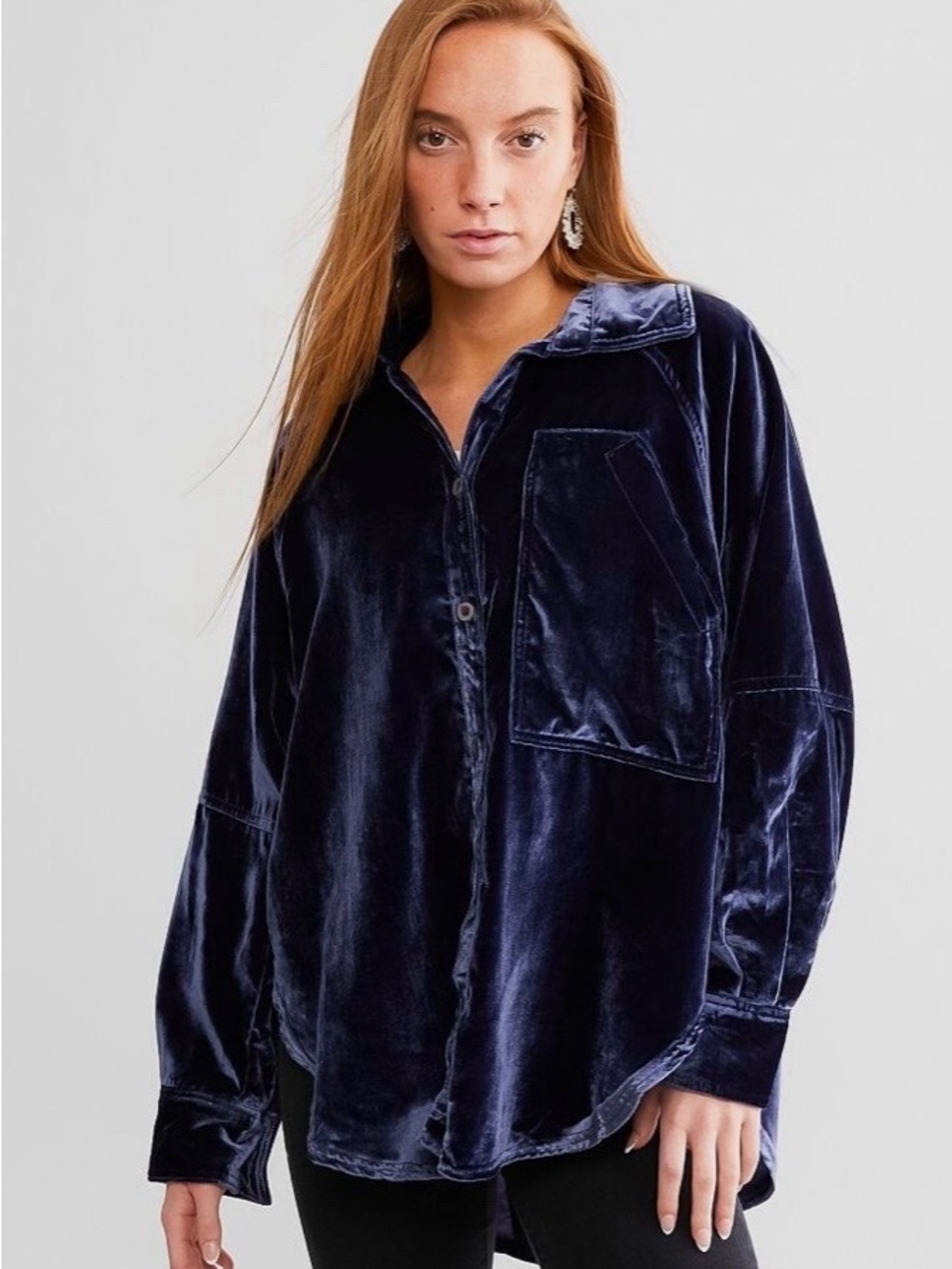 Free People We the Free Night Skies Velvet Top Blue